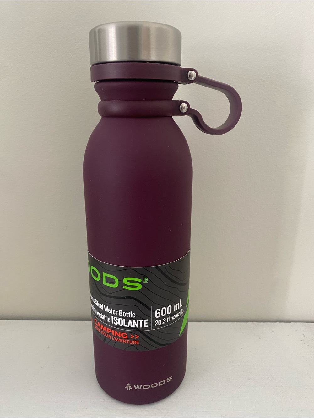 Woods Stainless Steel Water Bottle - Deep Plum